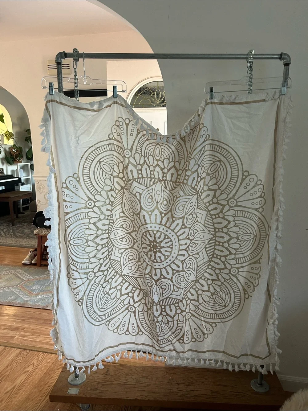 Pottery barn teen Boho Gold Mandala Wall Tapestry GUC throw cotton